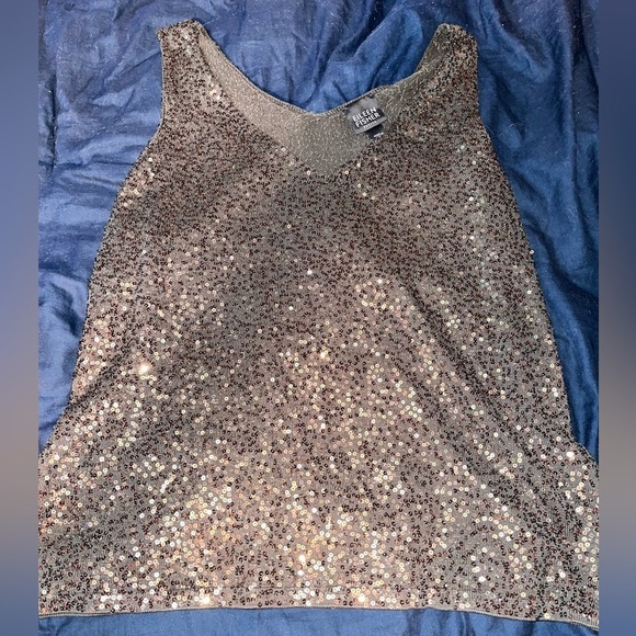 Eileen Fisher Silk Sequin Tank Top in Chocolate Brown Luxury Designer NWOT - Picture 2 of 9